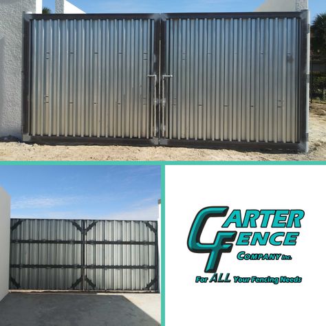 Corrugated Steel Dumpster Gates. #corrugated #steel #dumpstergate #gates #dumpster #carterfence #fencegate #fencebuilding #fenceideas #photography #photooftheday #naplesfl #naplesflorida #contractor #construction Driveway Gate Ideas, Corrugated Steel, Double Gate, Fencing Companies, Steel Gate, Building A Fence, Steel Columns, Front Gates, Roofing Sheets