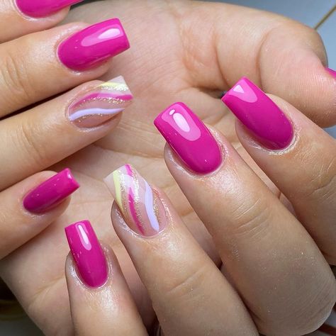 Fushia Nail Designs, Abstract Nail, Abstract Nail Art, Nail Designs Ideas, Nails And Toes, Year 2024, Love Nails, Swag Nails, Stylish Nails