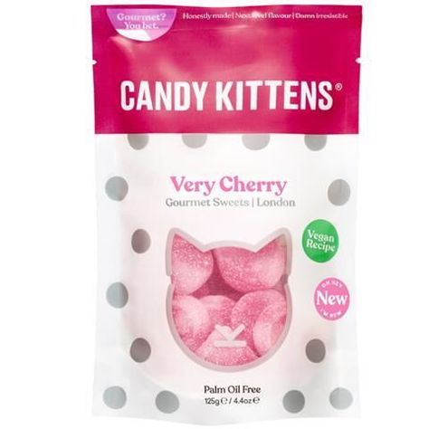 Vegan-Friendly Cherry Candies - Candy Kittens Very Cherry is Made with Real Cherry Juice (TrendHunter.com) Check more at https://viralbuzz.website/vegan-friendly-cherry-candies-candy-kittens-very-cherry-is-made-with-real-cherry-juice-trendhunter-com/?utm_source=pinterest Candy Kittens, British Candy, Taza Chocolate, Elderberry Juice, Milka Chocolate, Asian Candy, Penny Candy, Sugar Free Candy, Chocolate Wrapping