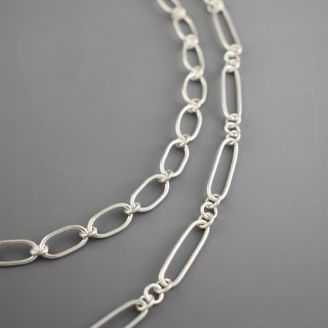 Heavy handmade sterling silver chains Link Bracelets Handmade, Jewellery Chain Design, Handmade Silver Chain Necklace, Handmade Chain Necklace, Handmade Sterling Silver Link Necklaces, Metal Chain Necklace With Sterling Silver Clasp, Handmade Silver Chain Link Necklace, Handmade Stainless Steel Chain Link Necklace, Handmade Metal Chain Link Necklace