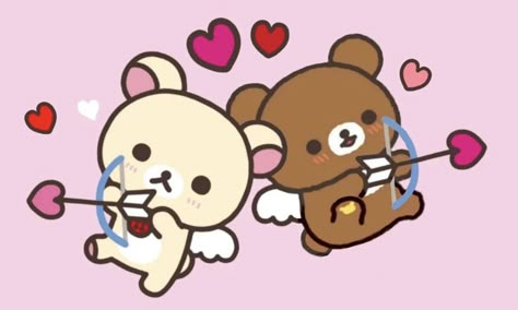 San-x Wallpaper, Cupid Bow And Arrow, Rilakkuma And Korilakkuma, Cupid Bow, Rilakkuma Wallpaper, Scott Pilgrim Comic, Desktop Themes, Rilakkuma Korilakkuma, Me N Him