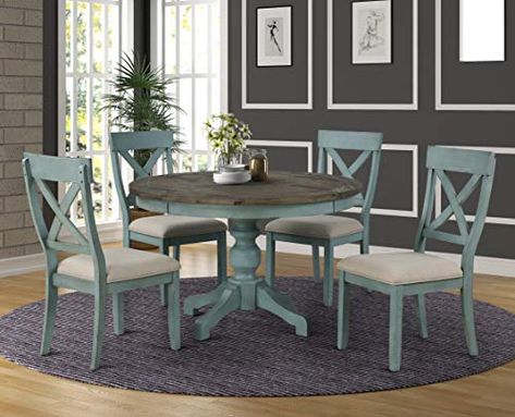 Round Dining Table Set, Round Dining Table Sets, Set Meja Makan, Crossback Chairs, 5 Piece Dining Set, Table Ronde, Dining Table Set, Beachcrest Home, Table And Chair Sets