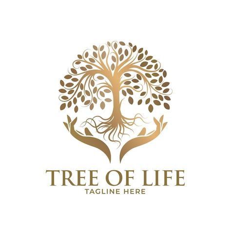 Gold hand and tree logo design template | Premium Vector #Freepik #vector #gold-tree #abstract-tree #plant #leaf Tree Of Life Logo, Mother Earth Art, Tree Logo Design, Plant Logos, Examples Of Logos, Home Bar Designs, Tree Logo, Bird Logos, Tree Logos