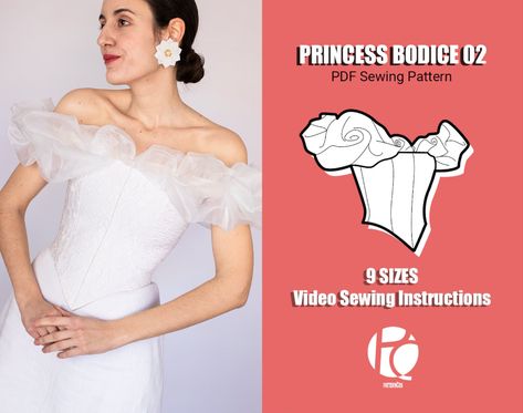 Princess Bodice 02 Sewing Pattern Cocktail Bustier Pattern Corset Pattern Draping Bodice Pattern 9 SIZES PDF Sewing Pattern - Etsy UK Bodice Sewing Pattern, Princess Bodice, Pattern Drafting Bodice, Pattern Corset, Bustier Pattern, Pattern Draping, Simple Sweatshirt, Aurora Dress, Bodice Pattern