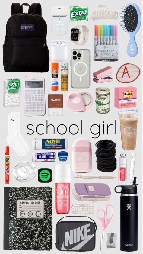 Schul Survival Kits, Middle School Essentials, Studie Hacks, School Emergency Kit, School Backpack Essentials, Preppy School Supplies, Back To School Bag, Everyday Bag Essentials, Pretty School Supplies