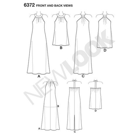 New Look Pattern 6372 Misses' Dresses Each in Two Lengths New Look Dress Patterns, Clothes Diy Ideas, Key Hole Neckline, Sundress Pattern, New Look Patterns, New Look Dresses, Women's Sewing Pattern, Pattern Dress Women, Sewing Fabrics