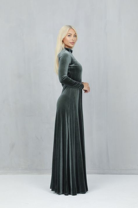 Velvet Dress, Bridesmaid Dress, Evening Dress A Line Dress, Long Sleeve Dress, High Neck Dress, Wedding Guest Dress Dusty Sage Dress, maxi dress, women dress, party dress, elegant dress, wedding dress, cocktail dress, formal dress, occasion dress, maid of honor, reception dress, gown dress, mother of the bride, dress wedding guest, fall bridesmaid dress.

More velvet dresses can be found here:
desirvale.etsy.com High Neck Dress Wedding, A Line Dress Long Sleeve, Grey Velvet Dress, Fall Bridesmaid, Pink Velvet Dress, Fall Bridesmaid Dresses, Long Sleeve Velvet Dress, Sage Dress, Dusty Sage