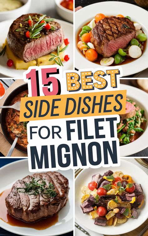 Elevate your filet mignon game with these mouthwatering side dishes! 🍴🥩 #filetmignon #sidedishes #foodie Filet Mignon Recipes With Sauce, Romantic Side Dishes, Side For Filet Mignon, Christmas Filet Mignon, Christmas Dinner Party Menu Ideas Beef Tenderloin, Plated Dinner Ideas, Sides For Filet Mignon Dishes, Sides With Filet Mignon, What To Serve With Steak Dinners