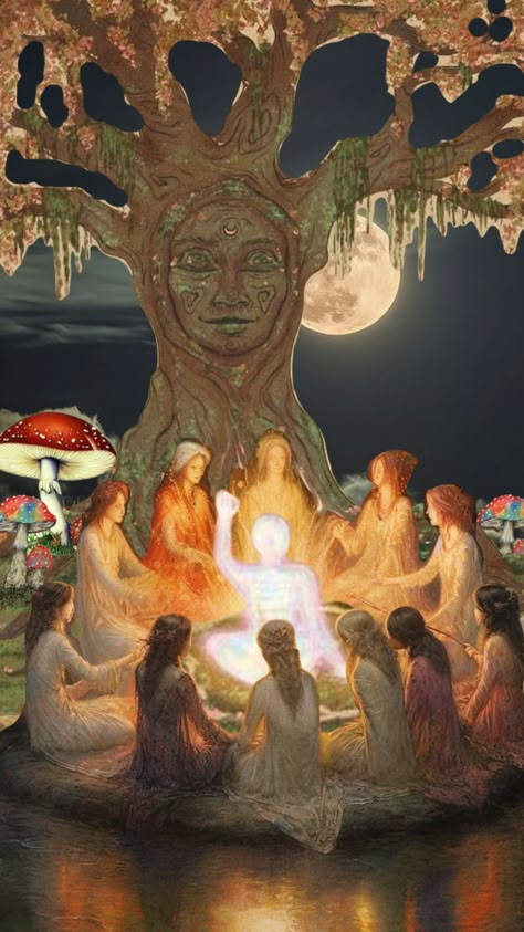 Moon Ritual Aesthetic, Tree Of Life Woman, Ritual Aesthetic, Spirituality Aesthetic, Moon Tree Of Life, Aesthetic Magic, Moon Tree, Moon Ritual, Full Moon Ritual