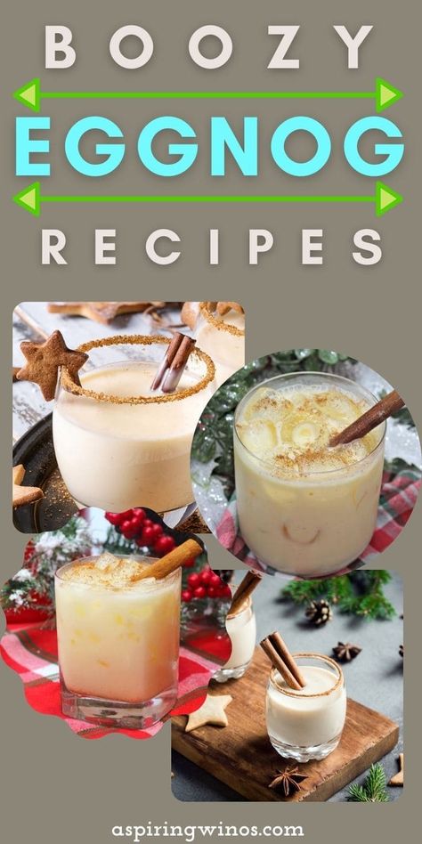 The Best Eggnog Recipes | Boozy Eggnog | How to Spike Store-Bought Eggnog | What to Mix With Eggnog | The Best Booze for Eggnog | How to Make Alcoholic Eggnog | Christmas Cocktail Recipes | #Christmas #cocktail #eggnog #holidays #recipes via @aspiringwinos Homemade Boozy Eggnog, Eggnog Liquor Recipe, Eggnog Recipe Homemade Alcoholic, Best Spiked Eggnog Recipe, What Alcohol Goes In Eggnog, What To Mix With Eggnog, Christmas Eggnog Cocktails, Alcoholic Eggnog Drinks, Holiday Eggnog Cocktails