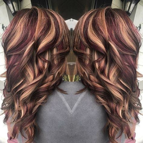 Red. Blonde. Black bayalage Red And Brown Hair, Hair Color Flamboyage, Red And Blonde, Rambut Brunette, Fall Hair Color For Brunettes, Red And Brown, Hair Color Ideas For Brunettes, Winter Hair Color, Hair Color Highlights