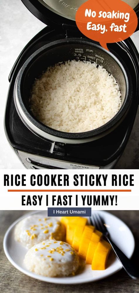 Sticky Rice Vietnamese, What To Make With Sticky Rice, Mango Sticky Rice In Rice Cooker, How To Cook Rice In A Rice Cooker, Cuckoo Rice Cooker Recipes, Rice Cooker Recipes Dessert, Sticky Rice Instant Pot, Sticky Rice In Rice Cooker, Easy Sticky Rice