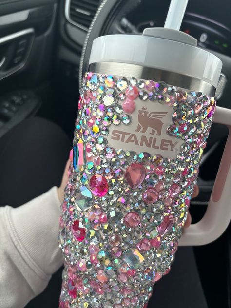 Rhinestone Stanley. Crystal Insulated Stanley Cup. 40oz Stanley. Quencher. Pink, Rose Quartz - Etsy Rhinestone Stanley Cup, Bedazzled Stanley, Blinged Cups, Boyfriends Birthday Ideas, Pink Stanley, Stanley Products, Neon Birthday Party, Luxury Christmas Tree, Trendy Water Bottles