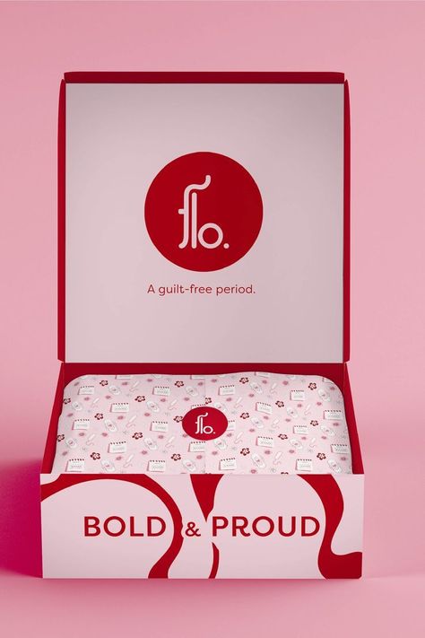 Flo aims to transform periods from a secretive aspect of feminine hygiene to a celebrated part of self-care. I created this package design to bring the brand to life, allowing feminine hygiene products to be delivered easily to your doorstep. Period Product Packaging, Sanitary Pads Packaging Design, Period Branding, Period Packaging, Feminine Packaging Design, Period Package, Subscription Box Design, Period Box, Store Packaging