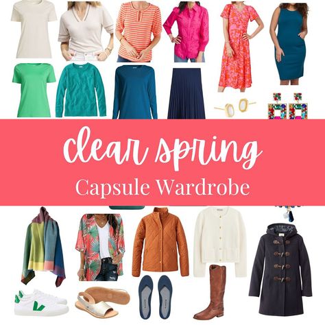 CLEAR SPRING CAPSULE WARDROBE 7 tops in warm, bright colors 4 bottoms + 2 dresses perfect for Clear Spring 5 completer pieces to style 4 pair of varied neutral shoes 8 bright and fun accessories Want to learn more about Clear Spring (or any season)? Comment “EXPLORE” to get the link. Clear Spring Wardrobe, Clear Spring Capsule Wardrobe, Bright Spring Capsule Wardrobe, Clear Spring Outfits, Completer Pieces, Radiant Woman, Capsule Wardrobe Basics, True Spring, Clear Spring