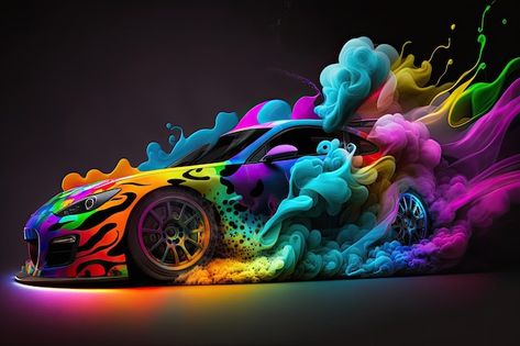 Rainbow Lamborghini, Cool Wallpapers Cars, Wallpapers Cars, Lamborghini Supercar, Car Lamborghini, Rainbow Car, Neon Car, Car Paint Colors, S Letter Images