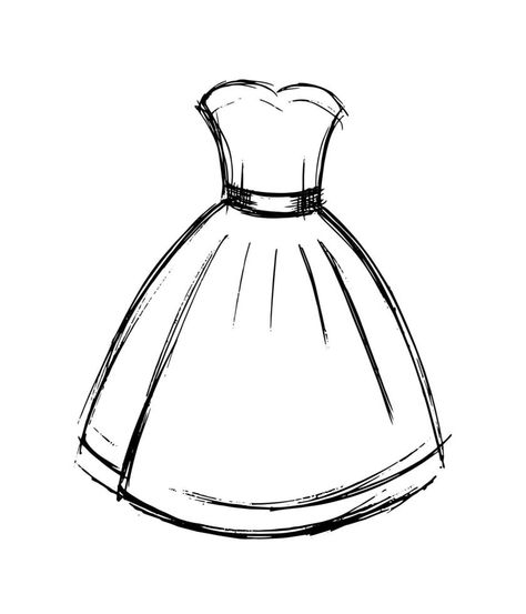 boceto de vestido Vestido de coctail. ropa de guardarropa para niñas. traje de boda Fashion Designs Draw, Drawing Of Dresses, Outfit Sketch Ideas, Party Dress Drawing, Dress Ideas Drawing, Drawing Of A Dress, Princess Dress Drawing, Dress Drawing Easy, Draw Dress