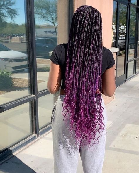 Purple Box Braids, Colored Box Braids, Big Box Braids Hairstyles, Single Braids, Cute Braided Hairstyles, Box Braids Hairstyles For Black Women, Braids Ideas, Braided Cornrow Hairstyles, Cute Box Braids Hairstyles