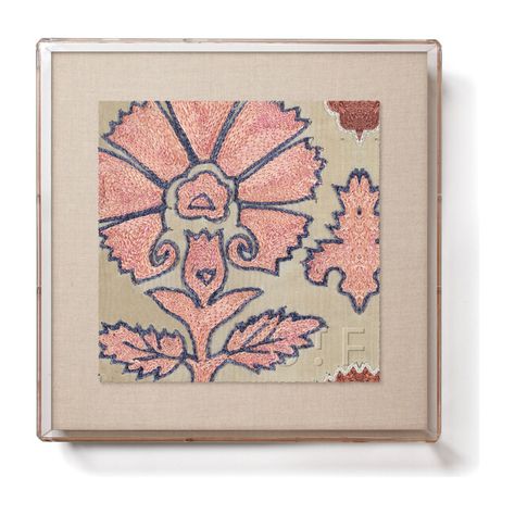 Blush Daisy Suzani Mini Framed Print, Multi - St. Frank Art | Maisonette St Frank, Suzani Wall Hanging, Asian Textiles, Handmade Tableware, Kuba Cloth, Mini Frames, Fabric Strips, Silk Embroidery, Wall Arts