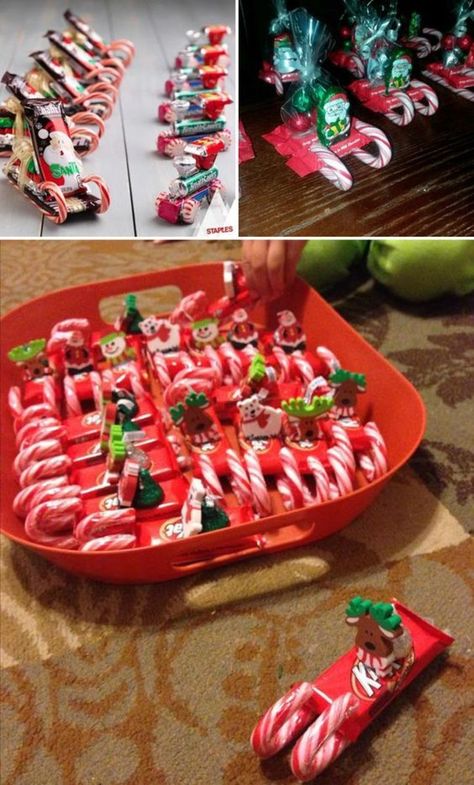 Diy Candy Canes, Candy Sleighs, Christmas Gift Ideas To Make, Gifts For Friends Christmas, Candy Sleigh, Diy Christmas Gifts For Friends, Diy Christmas Gift Ideas, Gift Ideas To Make, Diy Christmas Candy