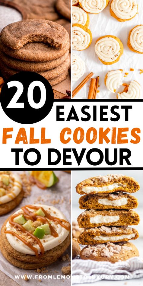 Cookies Recipes Fall, Fall Cookie Flavors Ideas, Best Fall Baked Goods, Fun Fall Cookies, Autumn Treats Fall Desserts, Fall Drop Cookies, Fall Flavor Cookies, Fall Gourmet Cookies, Best Cookie Recipes Ever