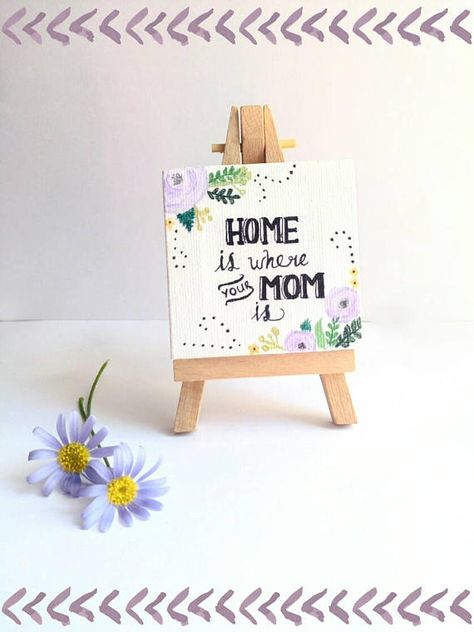 Mini Canvas Art For Mom, Mother's Day Canvas Painting, Mothersday Painting Canvas, Mother Day Canvas Ideas, Painting Ideas For Mother's Day, Canvas Painting For Mom, Small Canvas Art Quotes, Trendy Painting Ideas On Canvas, Trendy Painting Ideas