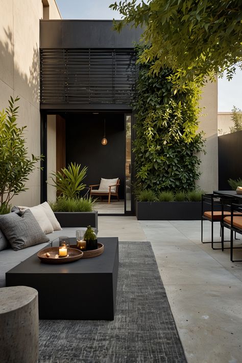 Transform your outdoor space into a modern oasis with sleek, contemporary furniture and minimalistic greenery. This clean, sophisticated design offers a perfect blend of comfort and style, ideal for relaxing or entertaining guests.   #ModernPatio #OutdoorDesign #SleekFurniture #MinimalistGarden #ContemporaryLiving #PatioInspiration #OutdoorLiving #SophisticatedStyle Minimalist Backyard Landscaping, Minimalist Backyard Landscaping Design, Minimalist Backyard, Modern Outdoor Seating Area, Modern Outdoor Seating, Modern Patio Design, Minimalist Garden, Patio Inspiration, Sleek Furniture