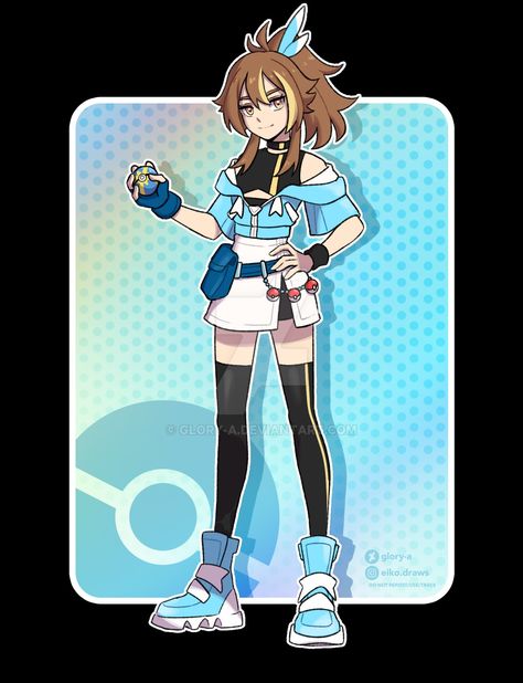 Trainer Oc Pokemon, Pokemon Gym Leaders Oc, Fanmade Pokemon Trainers, Pokemon Outfits Trainer Ideas, Pokemon Outfits Trainer, Pokemon Trainer Reference, Pokemon Oc Trainer Girl, Pokémon Oc Trainer, Pokemon Trainer Outfit Ideas