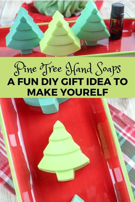 Small pine tree shaped soaps on a red dish. Unique Christmas Gifts Diy, Homemade Christmas Tree, Diy Christmas Gift Ideas, Christmas Soap, Handmade Holiday Gifts, Hand Soaps, Melt And Pour, Festival Diy, Handmade Holiday