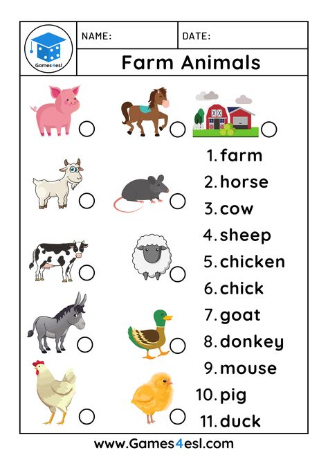 Farm Animals Worksheets For Grade 1, Farm Animals Worksheets For Kindergarten, Animals Farm Activities, September Animals, Farm Animals Worksheets For Kids, Farm Animal Worksheet, Animal Worksheets For Kids, Animals Worksheets For Kids, Farm Animals Games