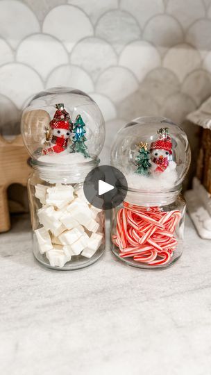 82K views · 3.6K reactions | ❄️DIY snow globe jars❄️ here is an easy Christmas DIY for y’all! I grabbed these glass jars from Hobby lobby and these plastic snow globes as well and just added some fake snow, a snowman and a Christmas tree inside and used it as a lid for my jar. I added some candy, canes, and marshmallows inside my jars. These Would be great for a hot cocoa station or just sitting on your kitchen countertop, like mine! • • • #christmasdecor #christmaskitchen #snowglobediy #christmasmagic #holidaydecorating #christmasdiy | Ashley Savage | Home Decor | Ladyface · Christmas Decoration Hobby Lobby Crafts Diy Christmas, Hobby Lobby Crafts Diy, Christmas Bazaar Crafts, Cocoa Station, Christmas Gift Wrapping Diy, Christmas Snowglobe, Diy Christmas Tree Skirt, Hobby Lobby Crafts, Christmas Candy Jars