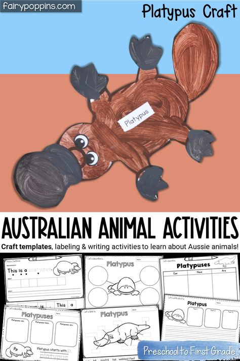 Wombat Craft Preschool, Australian Animals Activities, Wombat Craft, Australia Day Craft, Platypus Craft, Animal Writing Activities, Endangered Animals Project, Koala Craft, Animal Writing