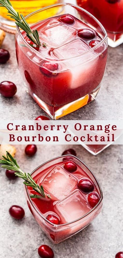 Cranberry Simple Syrup, Bourbon Cocktail Recipe, Spicy Cocktail, Bourbon Cocktail, Cranberry Cocktail, Bourbon Drinks, Christmas Cocktail, Gin Fizz, Winter Cocktails