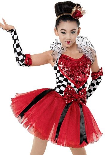 Weissman® | Queen of Hearts - 9330 Queen Of Hearts Character, Character Dance Costumes, Skirt With Ribbon, Dance Recital Costumes, Character Dance, Queen Of Hearts Costume, Tulle Underskirt, Fantasia Disney, Jazz Costumes