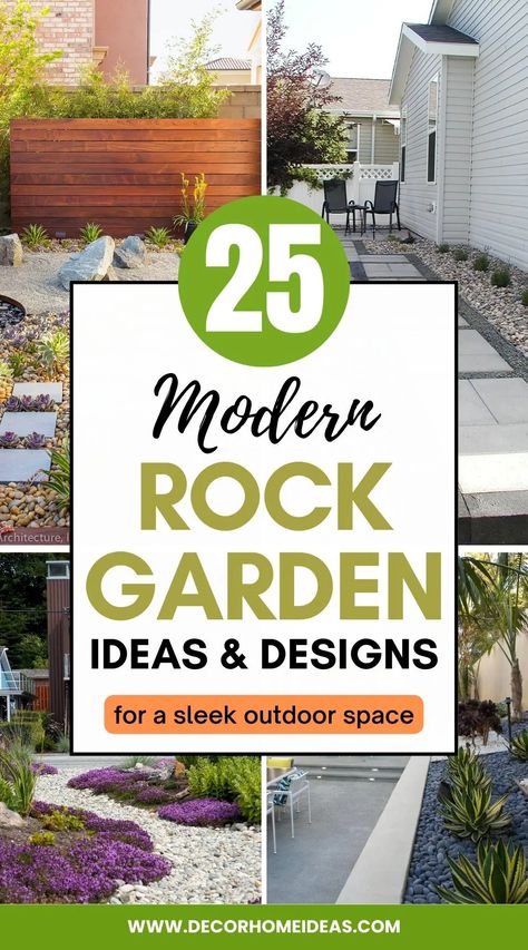 Small Rock Gardens With Plants, Modern Rock Garden Landscaping, Minimalist Rock Garden, Modern Rockery Garden Ideas, Rock Courtyard, White Rock Succulent Garden, Succulent Pebble Garden, Rock Garden Landscaping Pots & Planters, Modern Rock Garden