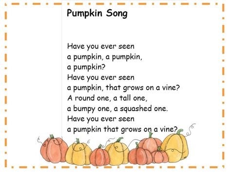 Halloween song for kids  Use this for a scrapbook bag book for halloween Pumpkin Songs, Songs Preschool, Pumpkin Lessons, Pumpkins Preschool, Pumpkin Song, Pumpkin Unit, Circle Time Songs, Kindergarten Songs, Classroom Songs