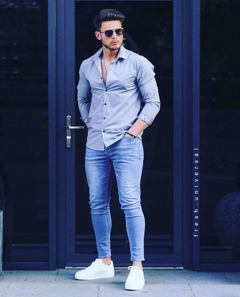 Pent Shirt Men, Blue Jeans Outfit Men, Outfit Jean, Jeans Outfit Men, Mens Business Casual Outfits, Shirt Outfit Men, Mens Casual Outfits Summer, Shirt For Boys, Men Fashion Casual Shirts