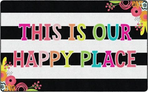 "This is our happy place" classroom rug Stylish Classroom, Trendy Classroom, Classroom Rugs, Classroom Rug, Our Happy Place, Elementary Classroom Decor, School Decor, First Year Teachers, Teaching Middle School