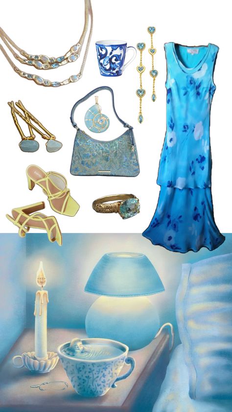 Light blue and gold outfit, fairycore, illustration inspired outfit Fairycore Outfit, Gold Outfit, Blue And Gold, Favorite Outfit, Outfit Inspirations, Light Blue, Gold, Blue