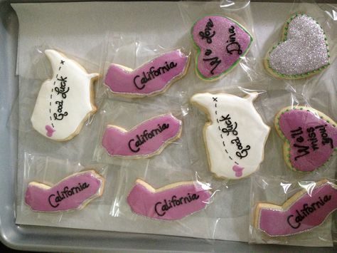 California Cookies, Farewell Parties, Moving To California, California Dreaming, Grad Parties, Sugar Cookies Decorated, Cookie Decorating, Sugar Cookies, Party Invitations