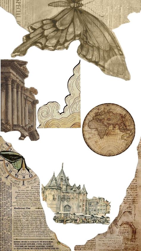 Dark Academia Ephemera, Design For Scrapbook Vintage, Brown Letter Aesthetic, Vintage Collage Elements, Vintage Book Pages Aesthetic, Collage Elements Png, Old Stickers Vintage, Scrapbook Design Ideas Aesthetic, Rome Scrapbook