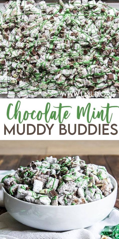 Homemade Muddy Buddies, Chex Muddy Buddy Recipe, Mint Chex Mix Recipes, Easy Snack Recipes Salty, Peppermint Muddy Buddies, Snacks For Wrestlers, Trail Snacks, Grab And Go Snacks For Adults, Snacks For Company