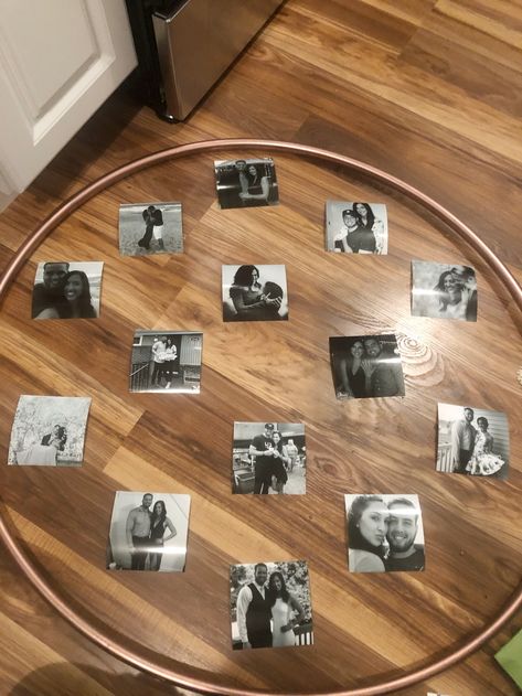 How To Create A Photo Hoop Display - DIY - Nicole Marcus Blog Hula Hoop Picture Display Diy, Picture Holder Diy Photo Displays, Picture Collage For Bridal Shower Photo Displays, Display Photos At Party, Diy Photo Collage Ideas, 50th Anniversary Photo Display, Hoop Photo Frame, Hula Hoop Photo Display, Photo Hoop