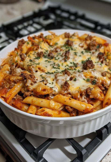 Learn How to Cook Baked Ziti With Ground Beef And Ricotta Recipe For Free | Recipes You'll Love, Made Easy! Ziti With Ground Beef, Baked Ziti With Ground Beef, Comfort Food Casserole, Baked Ziti With Ricotta, Cozy Aesthetics, Trendy Recipes, Pasta Toppings, Ricotta Recipe, Easy Baked Ziti