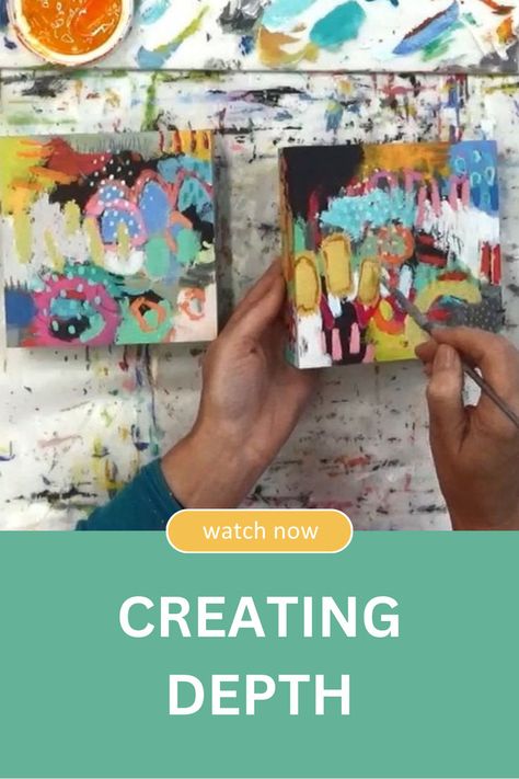 Two small pieces of abstract art being created by an artist. Abstract Portrait Tutorial, Intuitive Painting Tutorial, Art Journal Tutorial Videos, Mixed Media Videos Tutorials, Abstract Landscape Collage Mixed Media, Abstract Art Tutorial, Painting Workshop, Colorful Abstract Art, Art Courses