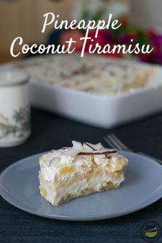 Pineapple Coconut Tiramisu is a delicious variation of the classic tiramisu with a delicious mascarpone cream with pineapple and coconut and ladyfingers #pineapple #coconut #tiramisu Tiramisu For A Crowd, Tiramisu Variations, Pineapple Tiramisu, Coconut Tiramisu Recipe, Deli Desserts, Coconut Tiramisu, Tiramisu Recipes, Elephant House, Classic Tiramisu