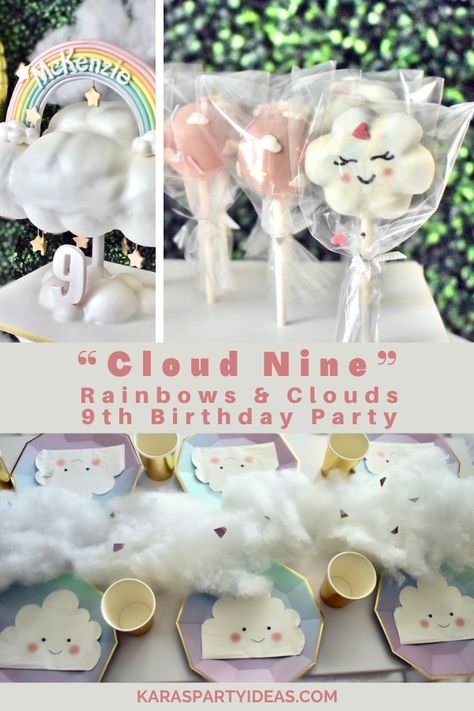 Birthday Party Ideas For Nine Year Olds, Cloud And Rainbow Birthday Party, On Cloud 9 Birthday Decorations, Could 9 Birthday Party, Cloud 9 Birthday Party Sleepover, Cloud 9 Birthday Decorations, Turning 9 Birthday Ideas, Cloud Nine Birthday Party Food, Cloud 9 Birthday Party Decorations