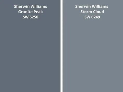 Storm Cloud Sherwin Williams, Sherwin Williams Granite Peak, Sherwin Williams Storm Cloud, Dark Blue Paint Color, Blue Paint Color, Light Paint Colors, Dark Blue Paint, Door Paint, Choosing Paint Colours