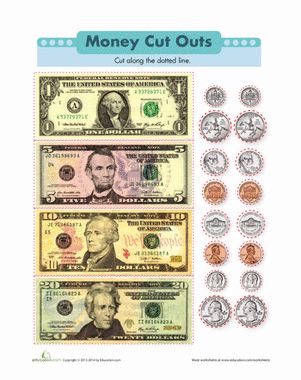 Kindergarten Money Worksheets: Printable Money Worksheet Fake Money Printable, Kindergarten Money Worksheets, Play Money Template, Money Kindergarten, Printable Play Money, Printable Money, Summer Review, Teaching Money, Money Activities