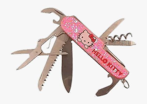 Creepy Cute Wallpaper, Hello Kitty Knife, Kawaii Knife, Cute Knife, Knife Aesthetic, Creepy Cute Fashion, Pastel Punk, Pretty Knives, Hello Kit